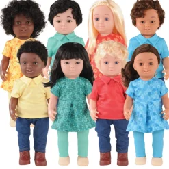 16" Multiethnic Boys and Girls Dolls Poseable Body and Hair
