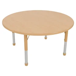 Nature Color Chunky 42" Round Table with 15-24" Adjustable Legs Natural