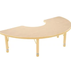 Nature Color Chunky 36" x 72" Half Moon Table with Adjustable Legs