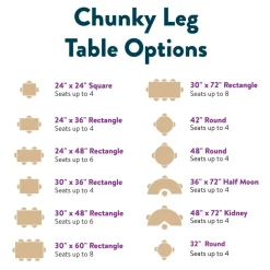 Nature Color Chunky 24" x 48" Rectangle Table with Adjustable Legs
