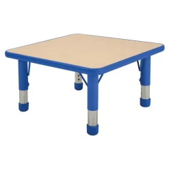 Nature Color Chunky 24" x 24" Square Table with Adjustable Legs