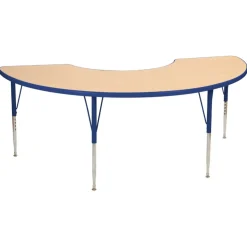 Nature Color 36" x 72" Half Moon Table with Adjustable Legs