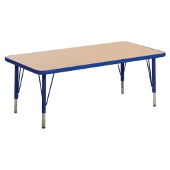 Nature Color 24" x 36" Rectangle Table with 21-30" Adjustable Legs Blue
