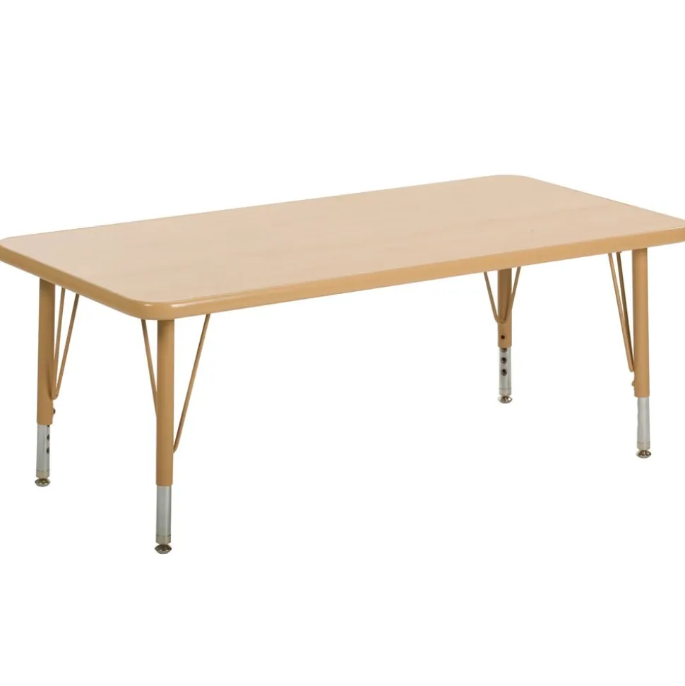 Nature Color 30" x 60" Rectangle Table With Adjustable Legs