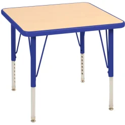 Nature Color 24" x 24" Square Table with 15-24" Adjustable Legs Blue