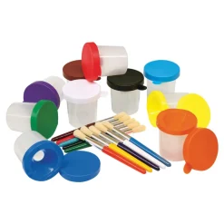 Non-Spill Paint Pots & Brushes Set