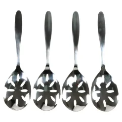 Polished Stainless Steel Slotted Spoons Set of 4