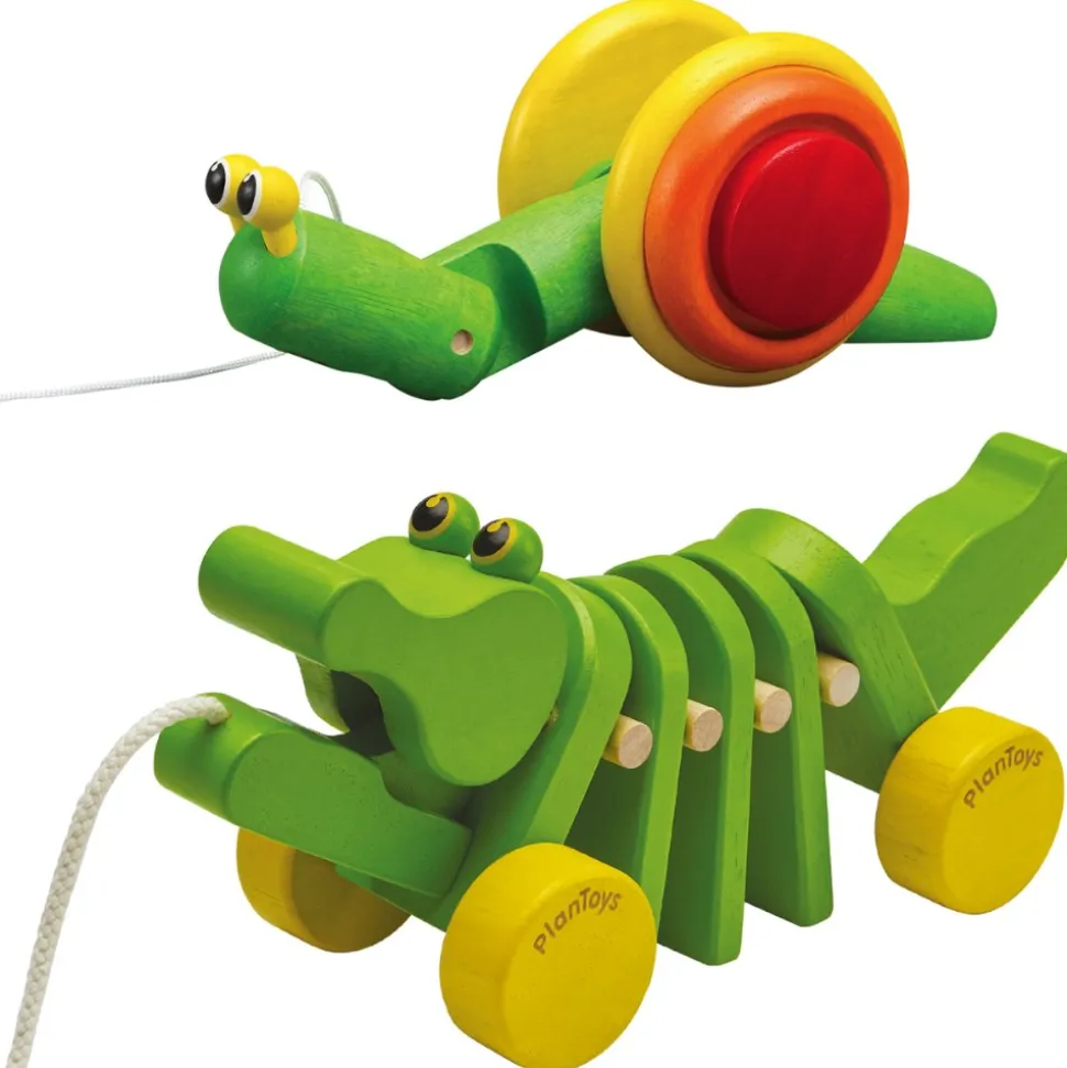 Pull Along Snail and Dancing Alligator Pull Toys