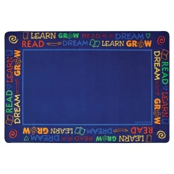 Read to Dream Border Rug Blue Rectangle
