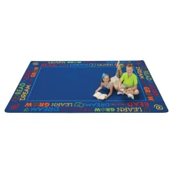 Read to Dream Border Rug Blue Rectangle