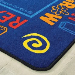 Read to Dream Border Rug Blue Rectangle