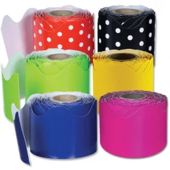 Rolled Scalloped Polka Dot Borders Set of 6