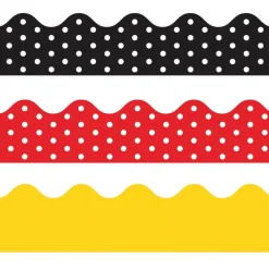 Rolled Scalloped Polka Dot Borders Set of 6