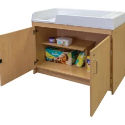 Secure Infant Changing Station with Storage Natural