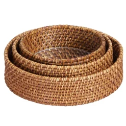 Sense of Place Circle Woven Mirror Trays Set of 3
