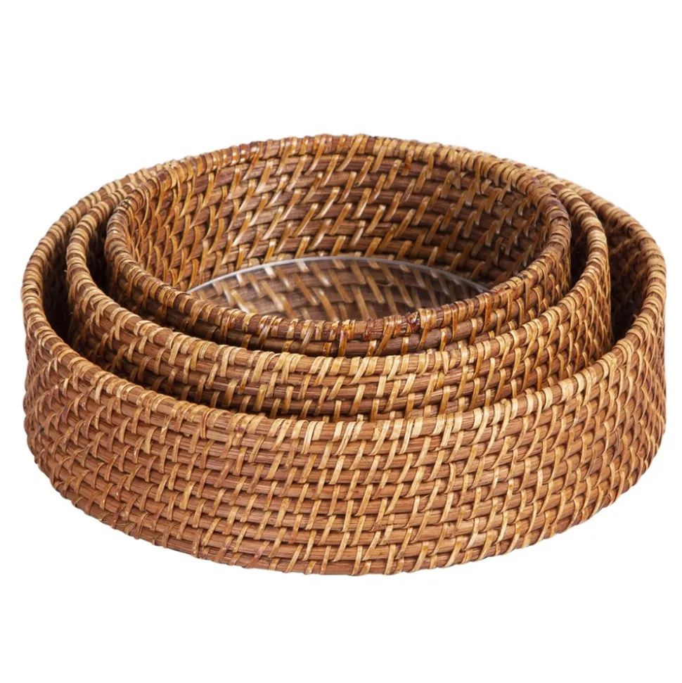 Sense of Place Circle Woven Mirror Trays Set of 3