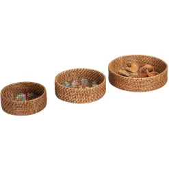 Sense of Place Circle Woven Mirror Trays Set of 3