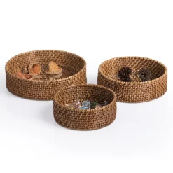 Sense of Place Circle Woven Mirror Trays Set of 3