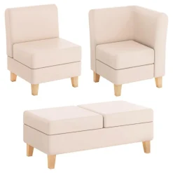 Sense of Place Cozy Corner Couch, Lounge Chair, and Ottoman