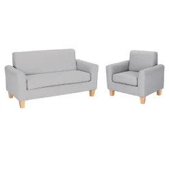 Sense of Place Gray Vinyl Couch and Chair