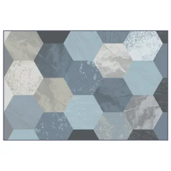 Sense of Place Hex Carpet Blue 6' x 9' Rectangle