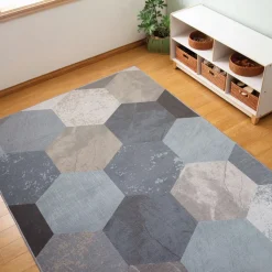 Sense of Place Hex Carpet Blue 6' x 9' Rectangle