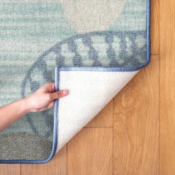 Sense of Place Leaf Carpet Blue Rectangle