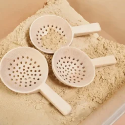 Short Handled Wooden Slotted Spoons Set of 3