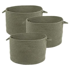 Soft Storage Baskets Set of 3, Moss Green 10" x 8"