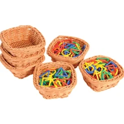 Square Plastic Woven Baskets Set of 6