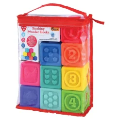 Squeezable Textured Stacking Blocks 9 Pieces