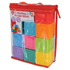 Squeezable Textured Stacking Blocks 9 Pieces