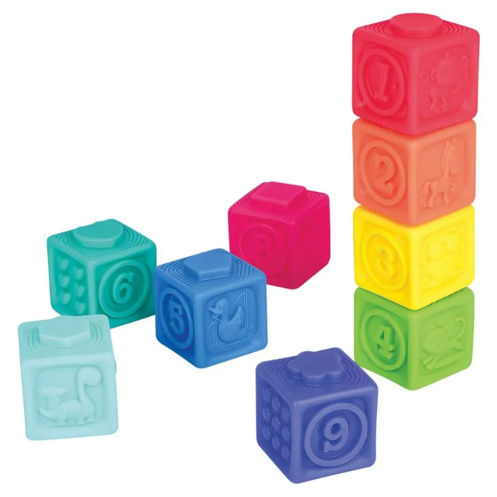 Squeezable Textured Stacking Blocks 9 Pieces