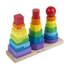 Toddler Wooden Geometric Stacker with Colorful Shapes