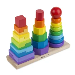 Toddler Wooden Geometric Stacker with Colorful Shapes
