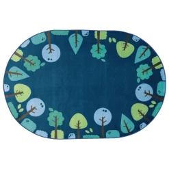 Tranquil Trees Carpets Oval Blue