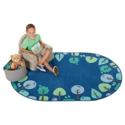 Tranquil Trees Carpets Oval Blue