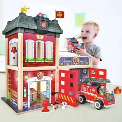 Tri-level Wooden Fire Station