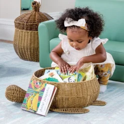 Turtle Washable Wicker Floor Basket