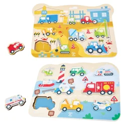 Vehicle Themed Peg Puzzle Set of 2