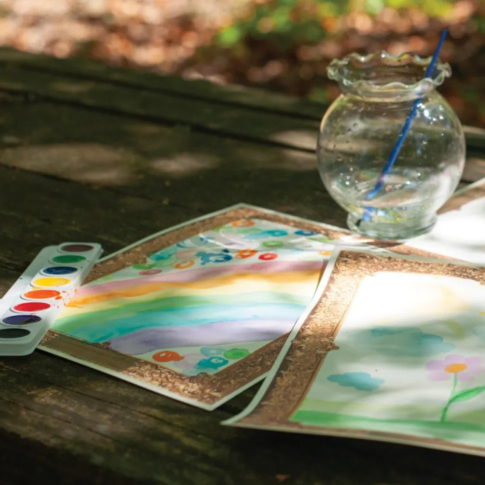 8 Washable Watercolor Paint Trays with Brush