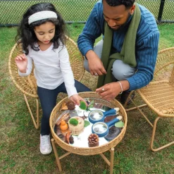 Washable Wicker Mirrored Table