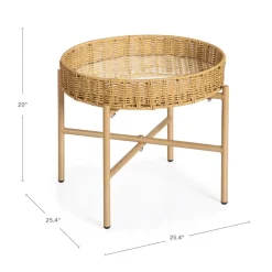 Washable Wicker Mirrored Table