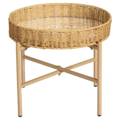 Washable Wicker Mirrored Table