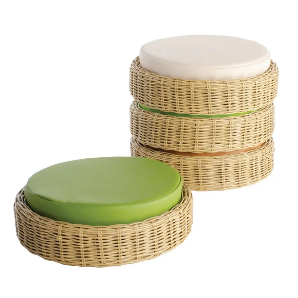 Washable Wicker Seating Poufs Set of 4