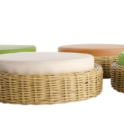 Washable Wicker Seating Poufs Set of 4