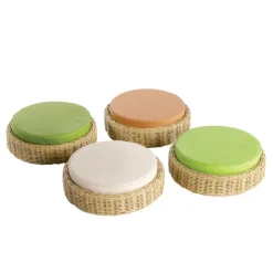 Washable Wicker Seating Poufs Set of 4