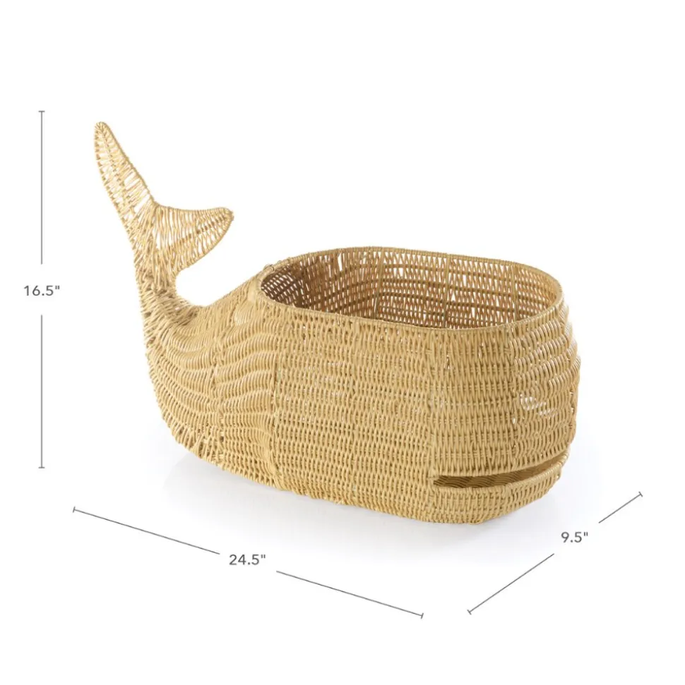 Whale Washable Wicker Floor Basket