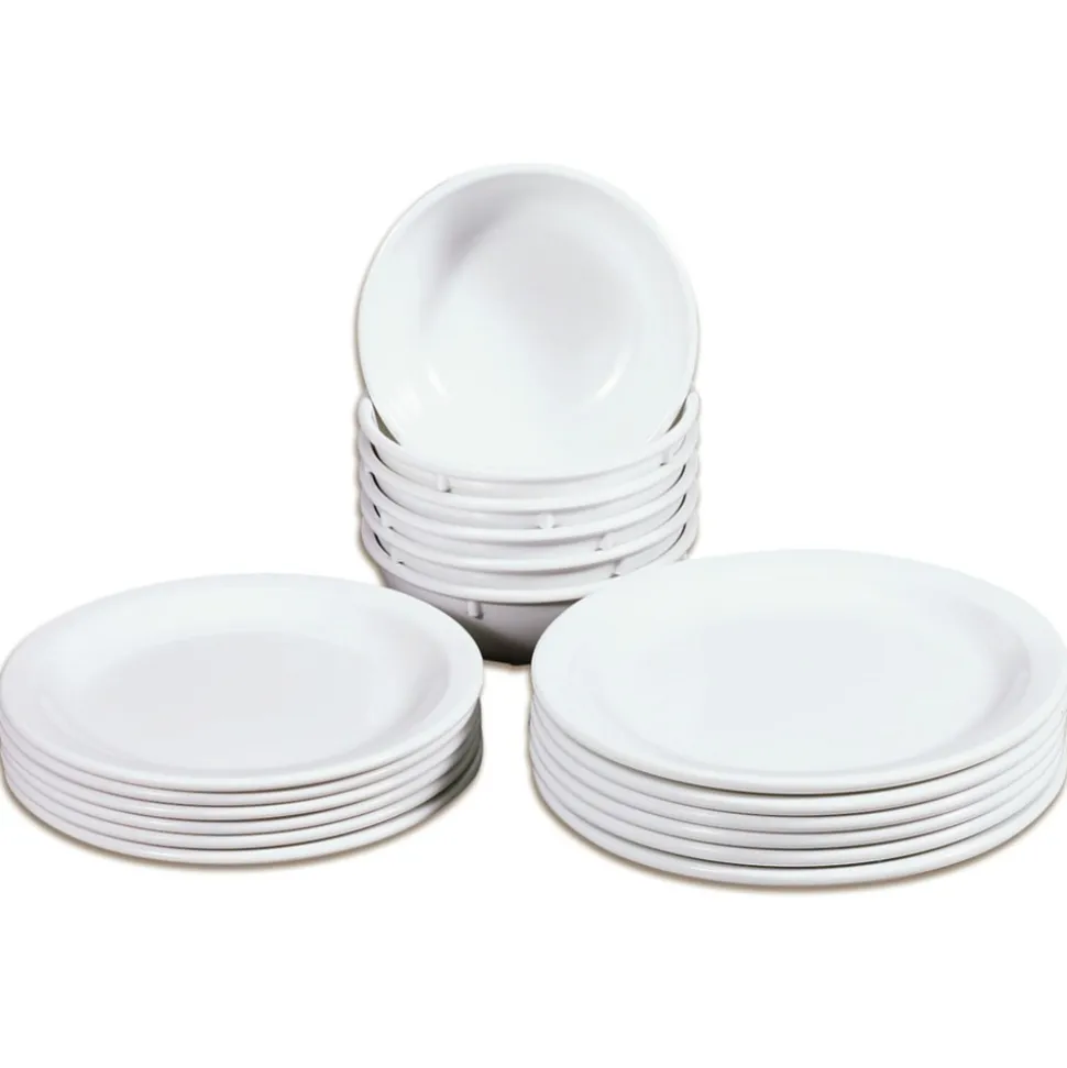 White Melamine Mealtime Serving Set Set of 18