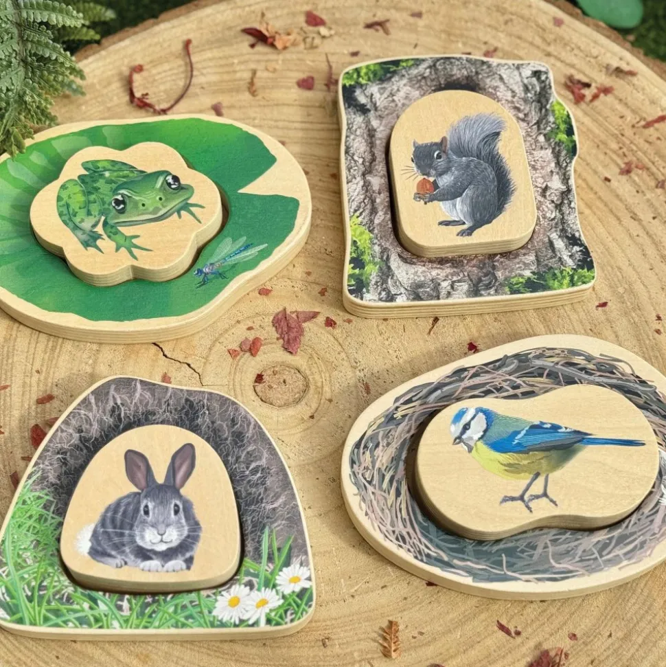 Who's Hiding? Woodland Animal Puzzles Set of 4